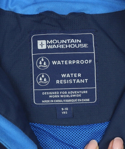 Mountain Warehouse Boys Blue 9-10 Years Waterproof Hooded Rain Jacket