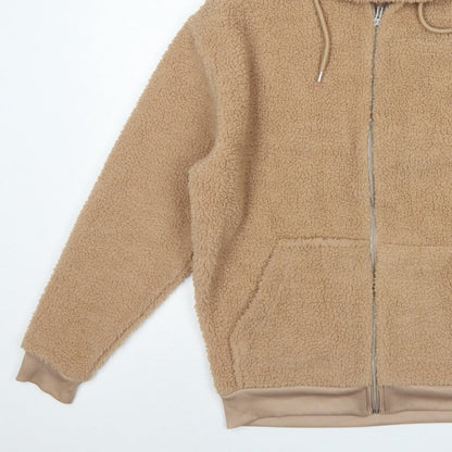 ASOS Design Women’s Beige XS Teddy Fleece Hooded Zip Jacket