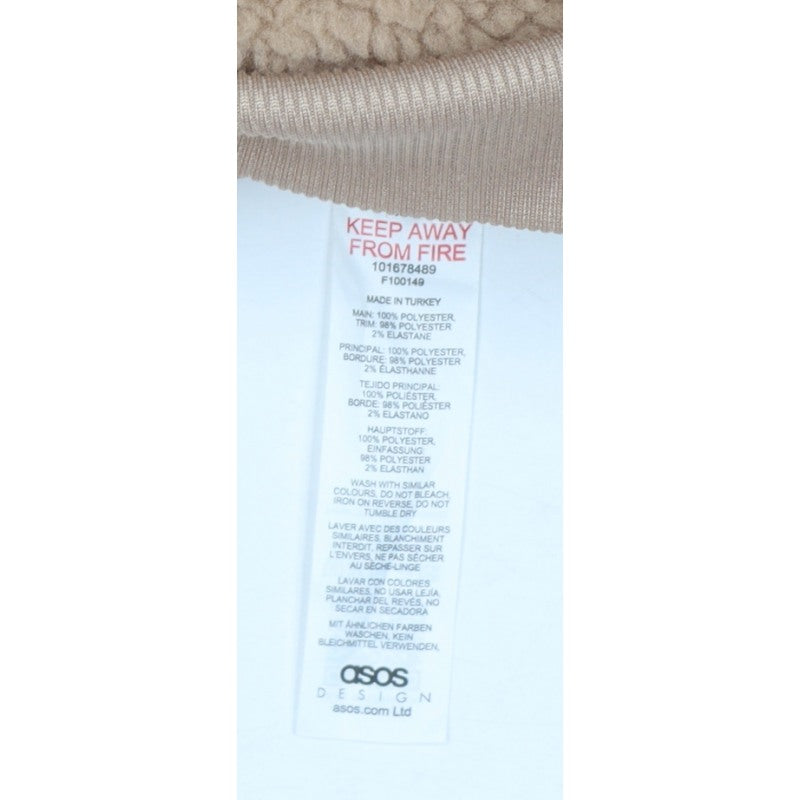 ASOS Design Women’s Beige XS Teddy Fleece Hooded Zip Jacket