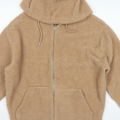 ASOS Design Women’s Beige XS Teddy Fleece Hooded Zip Jacket