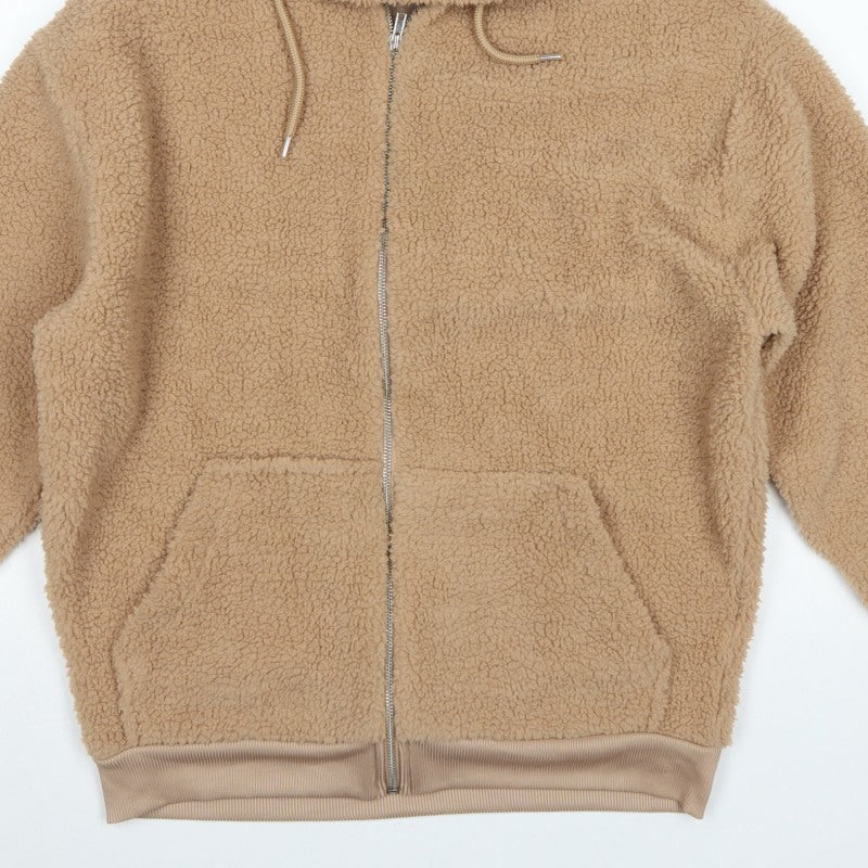 ASOS Design Women’s Beige XS Teddy Fleece Hooded Zip Jacket