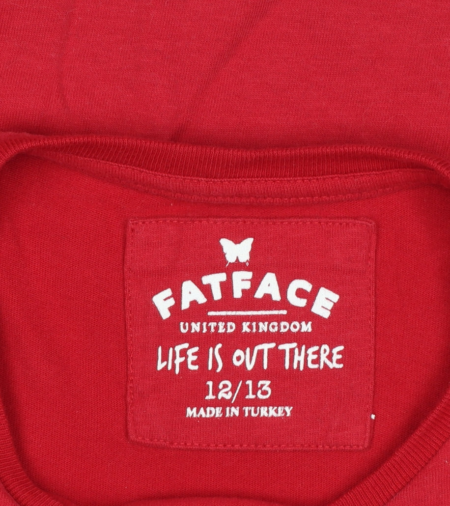 FatFace Girls Red 12-13 Years Christmas Bunny Graphic Long Sleeve T-Shirt
