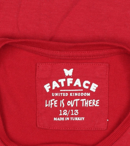 FatFace Girls Red 12-13 Years Christmas Bunny Graphic Long Sleeve T-Shirt