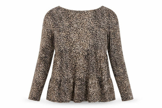 Forever New Women’s Brown Leopard Print Long Sleeve Tunic Blouse Size S