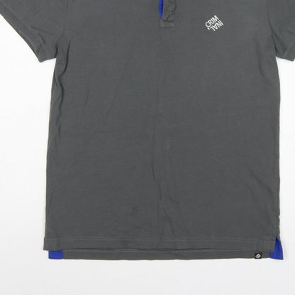 Criminal Men’s Grey Blue Trim Cotton Polo Shirt M Short Sleeve Logo