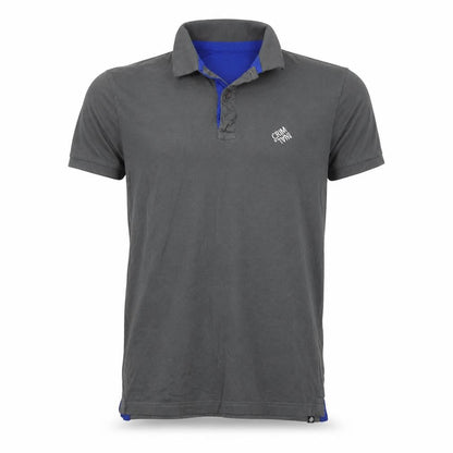 Criminal Men’s Grey Blue Trim Cotton Polo Shirt M Short Sleeve Logo
