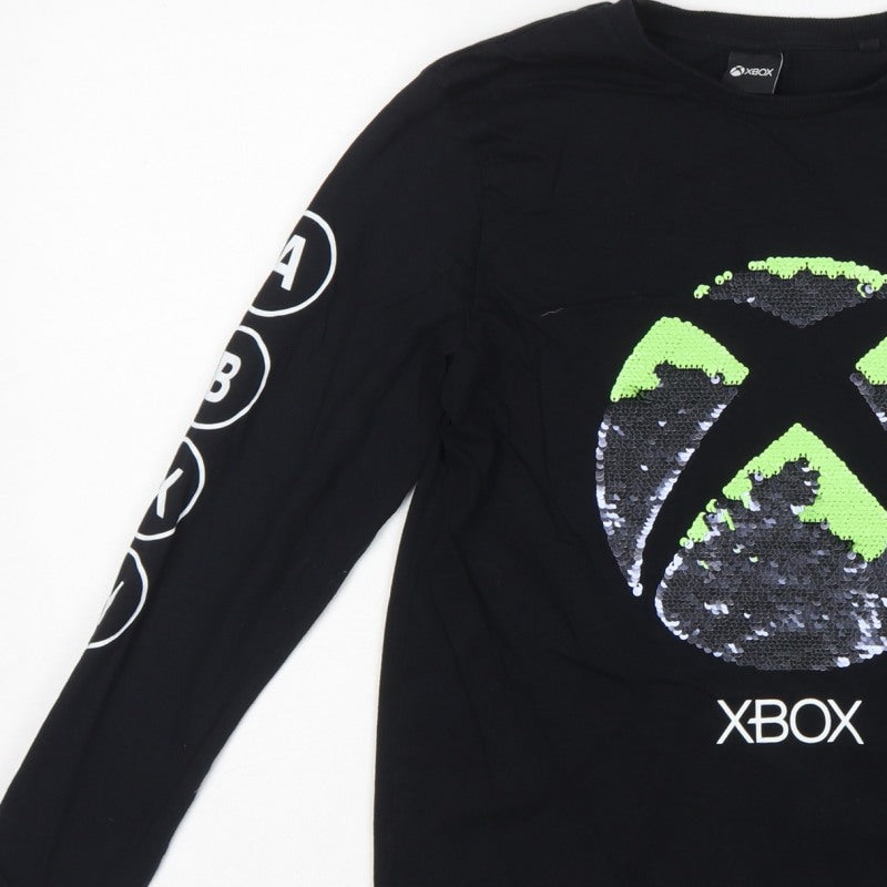 Additional view of Xbox boys’ black 12 years long sleeve sequin logo T-shirt