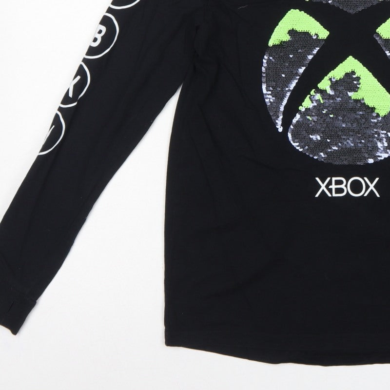 Additional view of Xbox boys’ black 12 years long sleeve sequin logo T-shirt