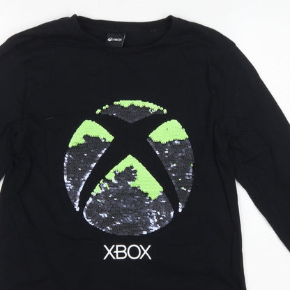 Additional view of Xbox boys’ black 12 years long sleeve sequin logo T-shirt