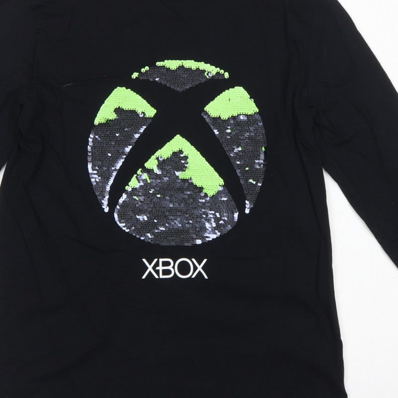 Additional view of Xbox boys’ black 12 years long sleeve sequin logo T-shirt