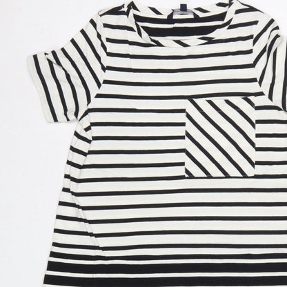 French Connection Women Black White Striped UK 10 Shift Jersey Dress