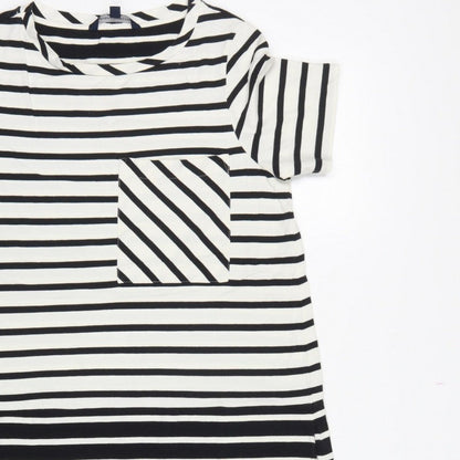 French Connection Women Black White Striped UK 10 Shift Jersey Dress