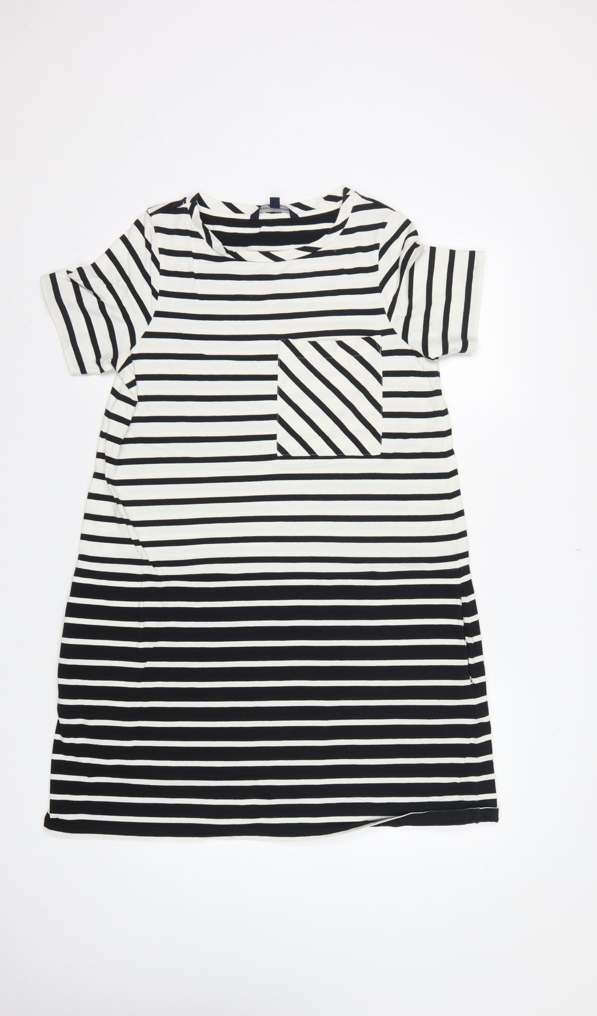 French Connection Women Black White Striped UK 10 Shift Jersey Dress