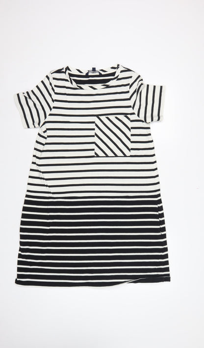 French Connection Women Black White Striped UK 10 Shift Jersey Dress