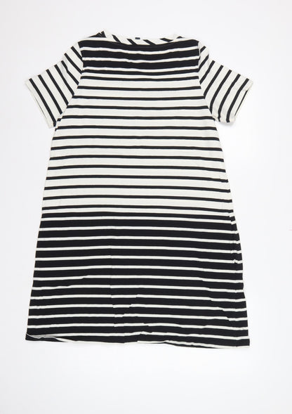 French Connection Women Black White Striped UK 10 Shift Jersey Dress
