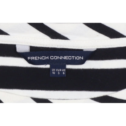 French Connection Women Black White Striped UK 10 Shift Jersey Dress