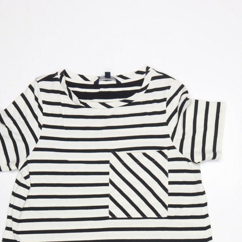 French Connection Women Black White Striped UK 10 Shift Jersey Dress