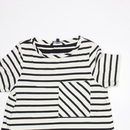 French Connection Women Black White Striped UK 10 Shift Jersey Dress