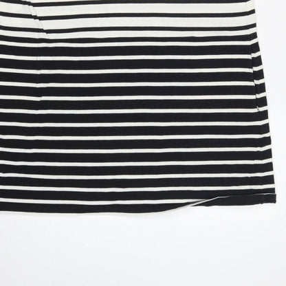 French Connection Women Black White Striped UK 10 Shift Jersey Dress