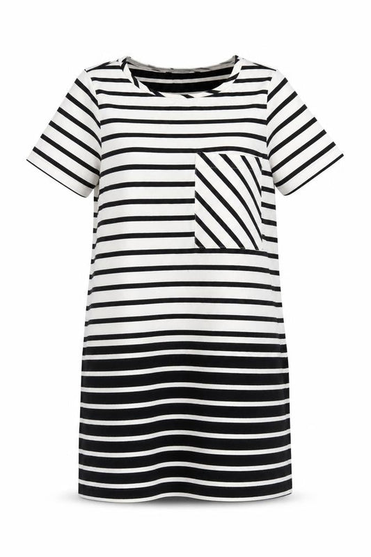 French Connection Women Black White Striped UK 10 Shift Jersey Dress