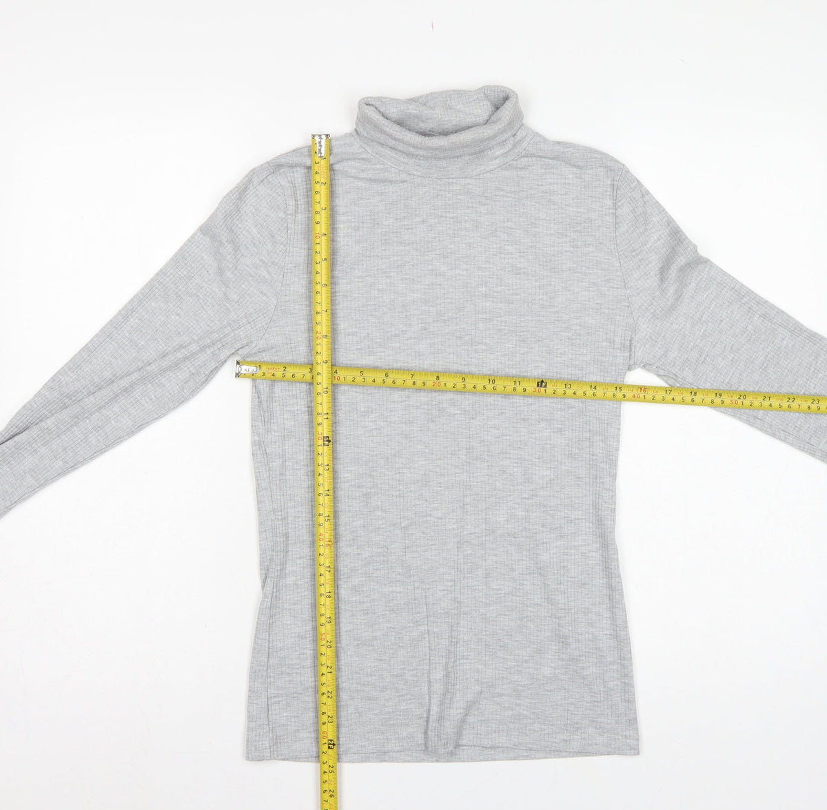 White Stuff Women Grey UK 12 Roll Neck Long Sleeve Stretch Jersey Top