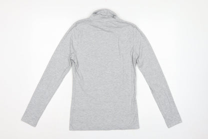 White Stuff Women Grey UK 12 Roll Neck Long Sleeve Stretch Jersey Top
