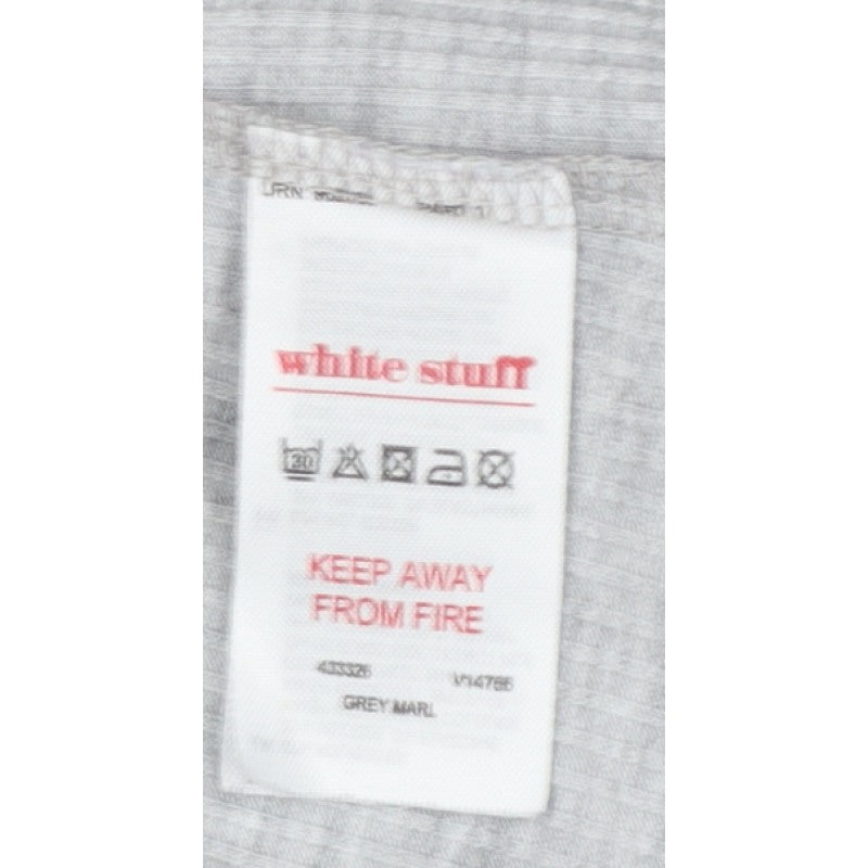 White Stuff Women Grey UK 12 Roll Neck Long Sleeve Stretch Jersey Top