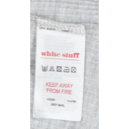 White Stuff Women Grey UK 12 Roll Neck Long Sleeve Stretch Jersey Top
