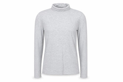 White Stuff Women Grey UK 12 Roll Neck Long Sleeve Stretch Jersey Top
