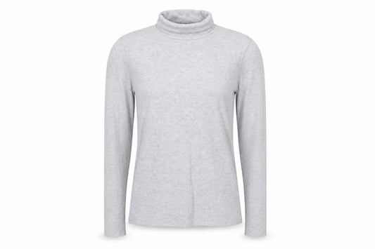 White Stuff Women Grey UK 12 Roll Neck Long Sleeve Stretch Jersey Top