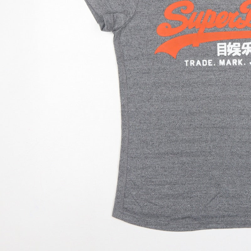 Superdry Women’s Grey XL Logo Graphic Jersey T-Shirt Short Sleeve