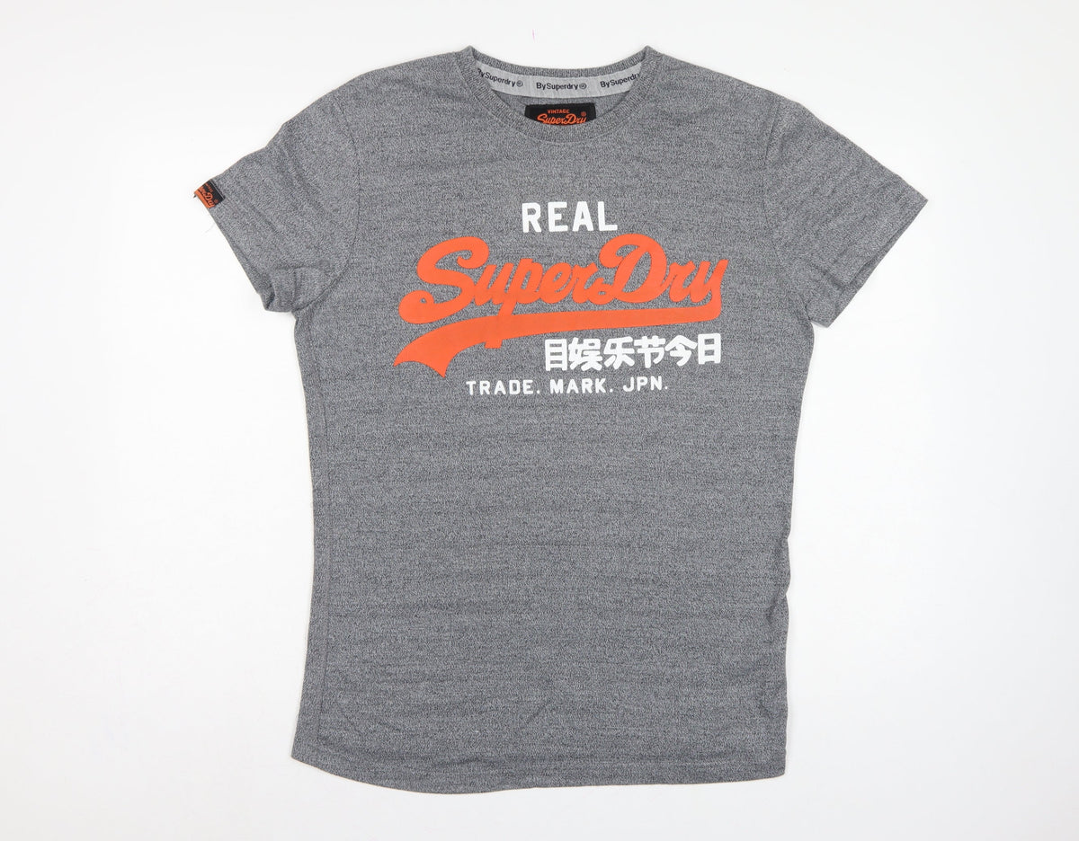 Superdry Women’s Grey XL Logo Graphic Jersey T-Shirt Short Sleeve
