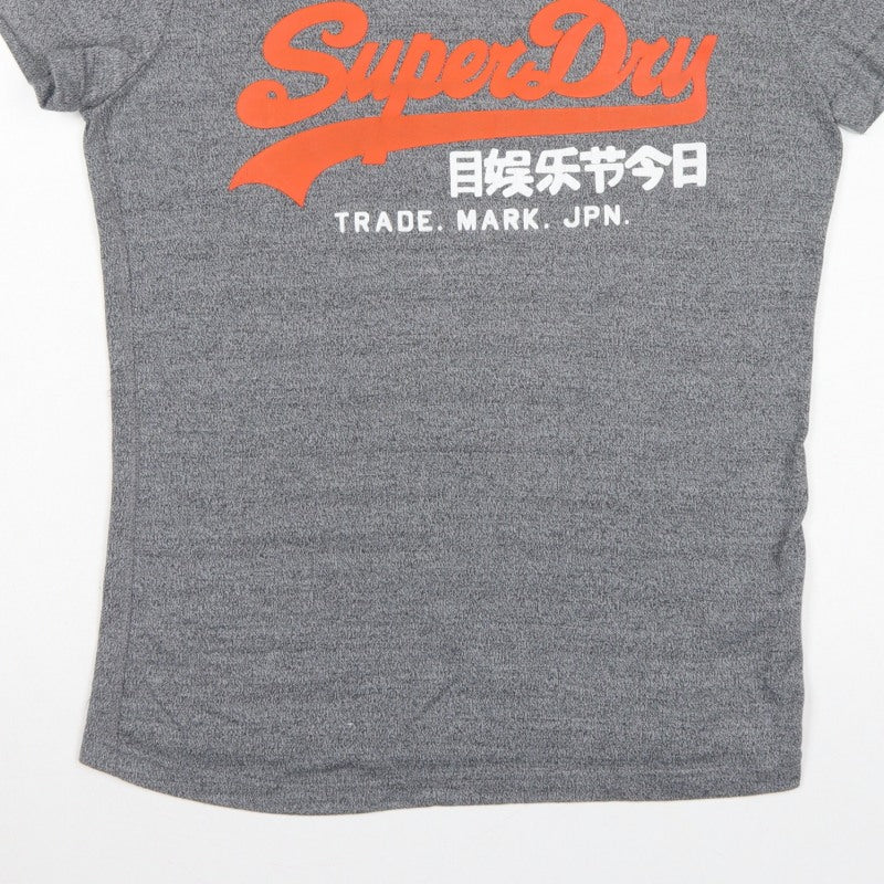 Superdry Women’s Grey XL Logo Graphic Jersey T-Shirt Short Sleeve