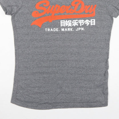 Superdry Women’s Grey XL Logo Graphic Jersey T-Shirt Short Sleeve