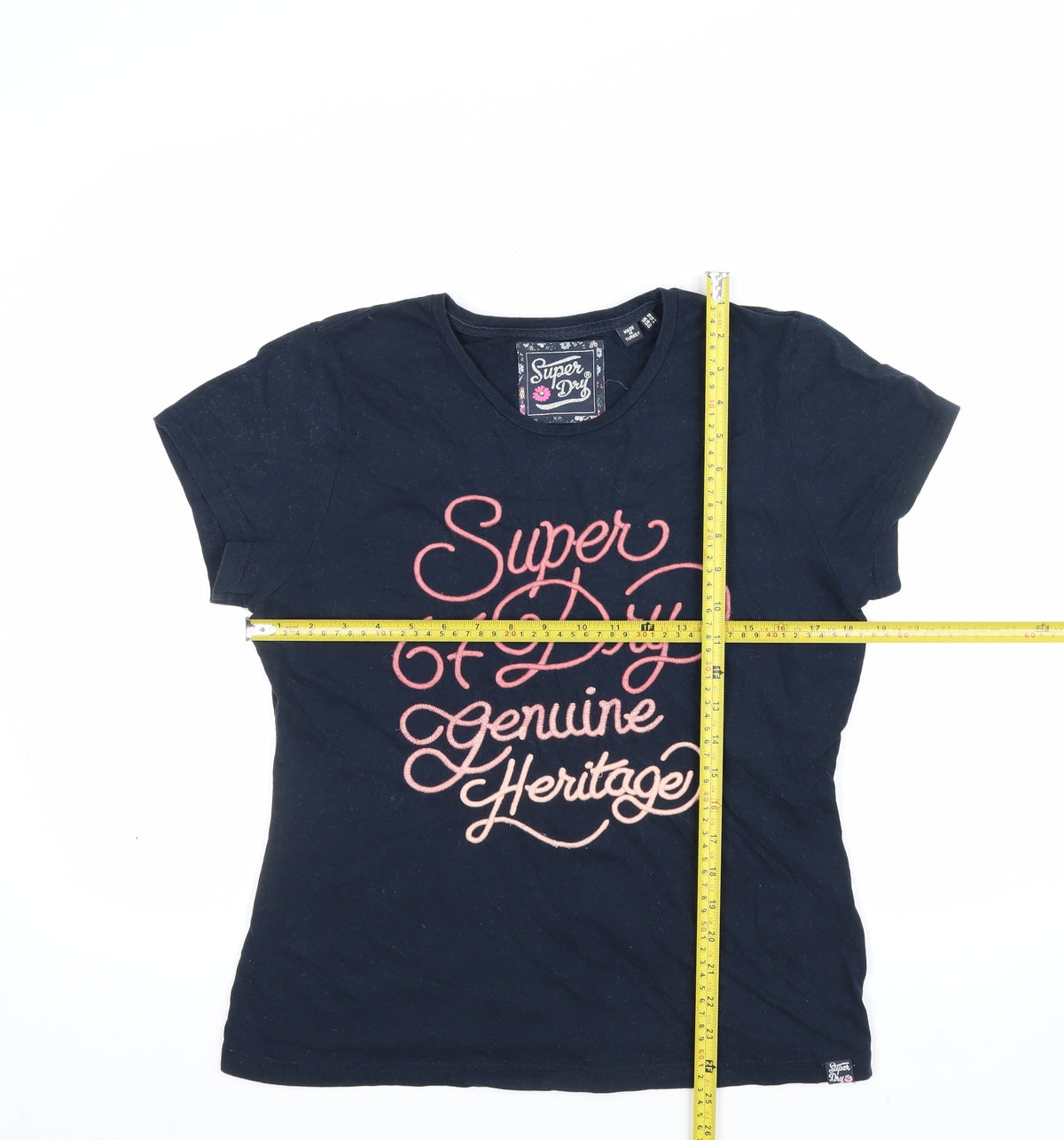 Superdry Women’s Blue UK 16 Slim Fit Embroidered Logo T-Shirt
