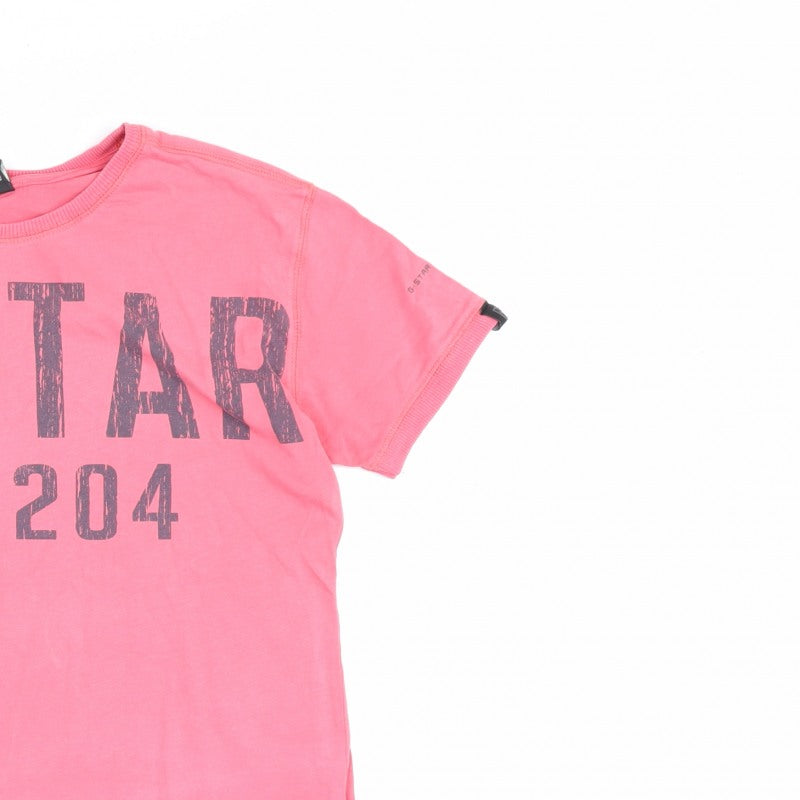 G-Star Men’s Pink M Graphic Logo Crew Neck Short Sleeve T-Shirt