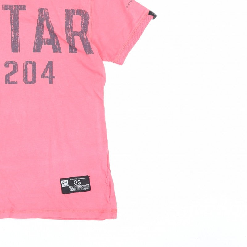 G-Star Men’s Pink M Graphic Logo Crew Neck Short Sleeve T-Shirt