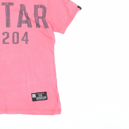 G-Star Men’s Pink M Graphic Logo Crew Neck Short Sleeve T-Shirt
