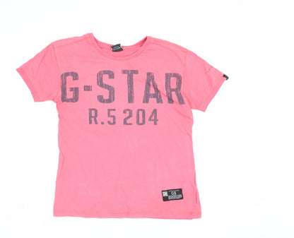 G-Star Men’s Pink M Graphic Logo Crew Neck Short Sleeve T-Shirt