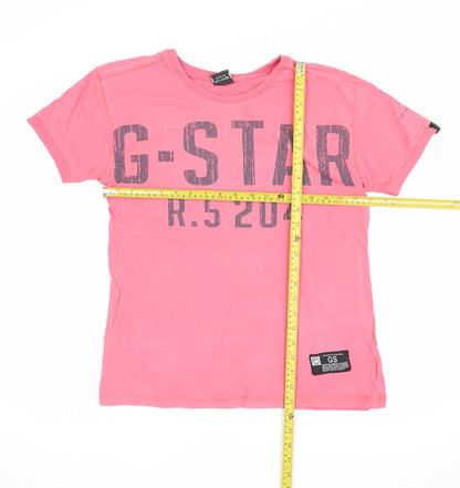 G-Star Men’s Pink M Graphic Logo Crew Neck Short Sleeve T-Shirt