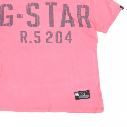 G-Star Men’s Pink M Graphic Logo Crew Neck Short Sleeve T-Shirt