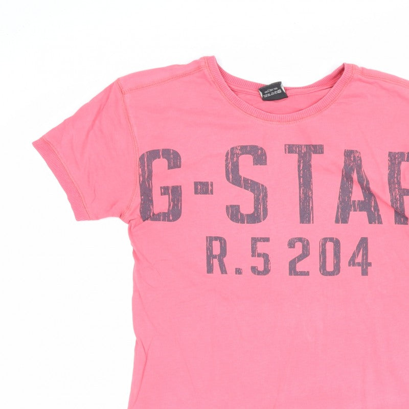 G-Star Men’s Pink M Graphic Logo Crew Neck Short Sleeve T-Shirt