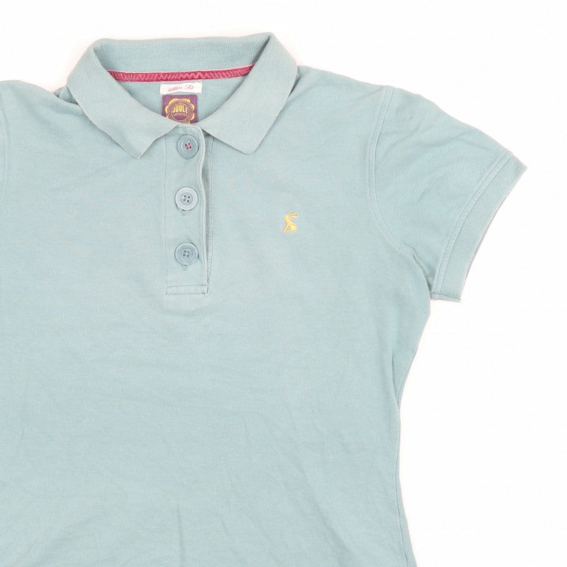 Joules Women’s Blue UK 12 Slim Fit Embroidered Cotton Polo Shirt