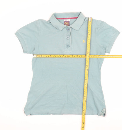 Joules Women’s Blue UK 12 Slim Fit Embroidered Cotton Polo Shirt