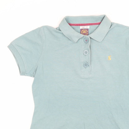 Joules Women’s Blue UK 12 Slim Fit Embroidered Cotton Polo Shirt
