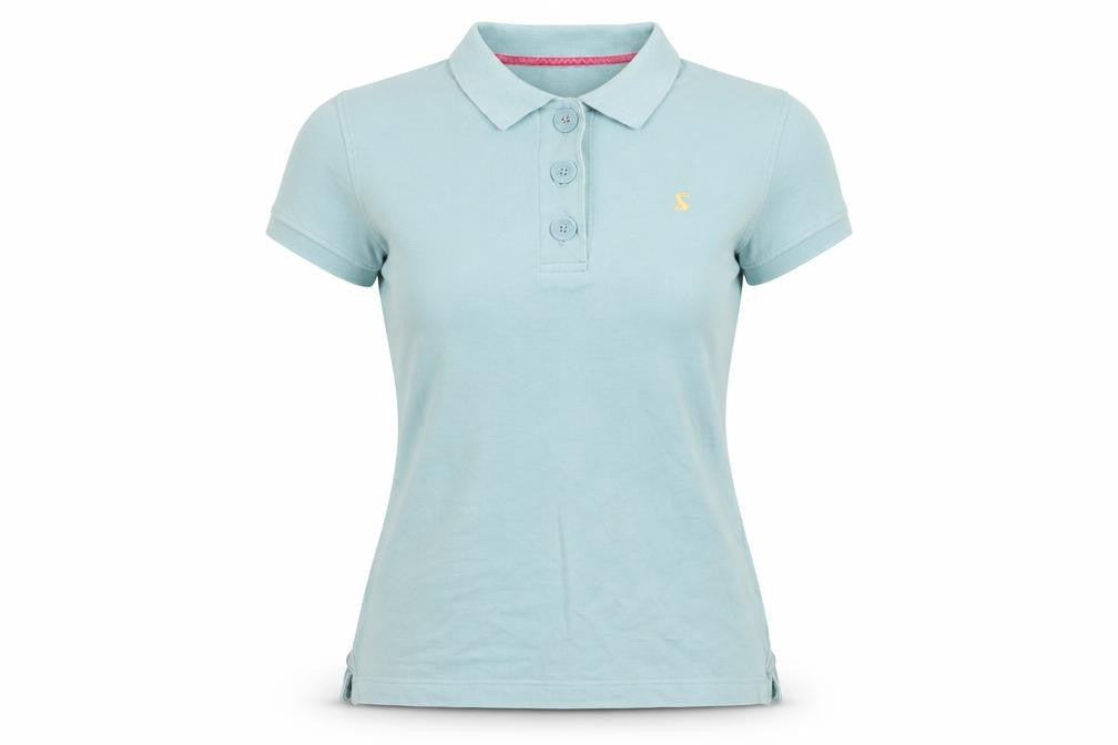 Joules Women’s Blue UK 12 Slim Fit Embroidered Cotton Polo Shirt
