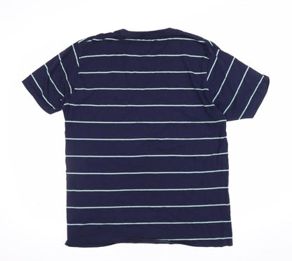 Uniqlo Men's Blue L Supima Cotton Striped Crew Neck T-Shirt
