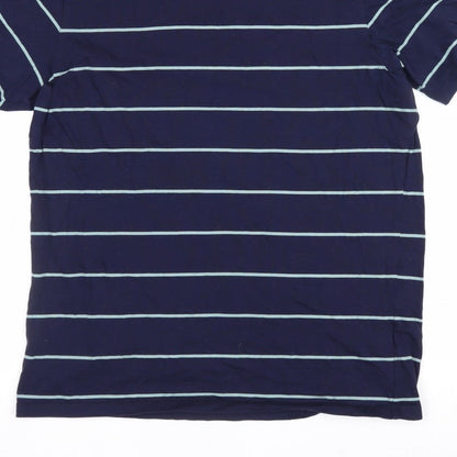 Uniqlo Men's Blue L Supima Cotton Striped Crew Neck T-Shirt