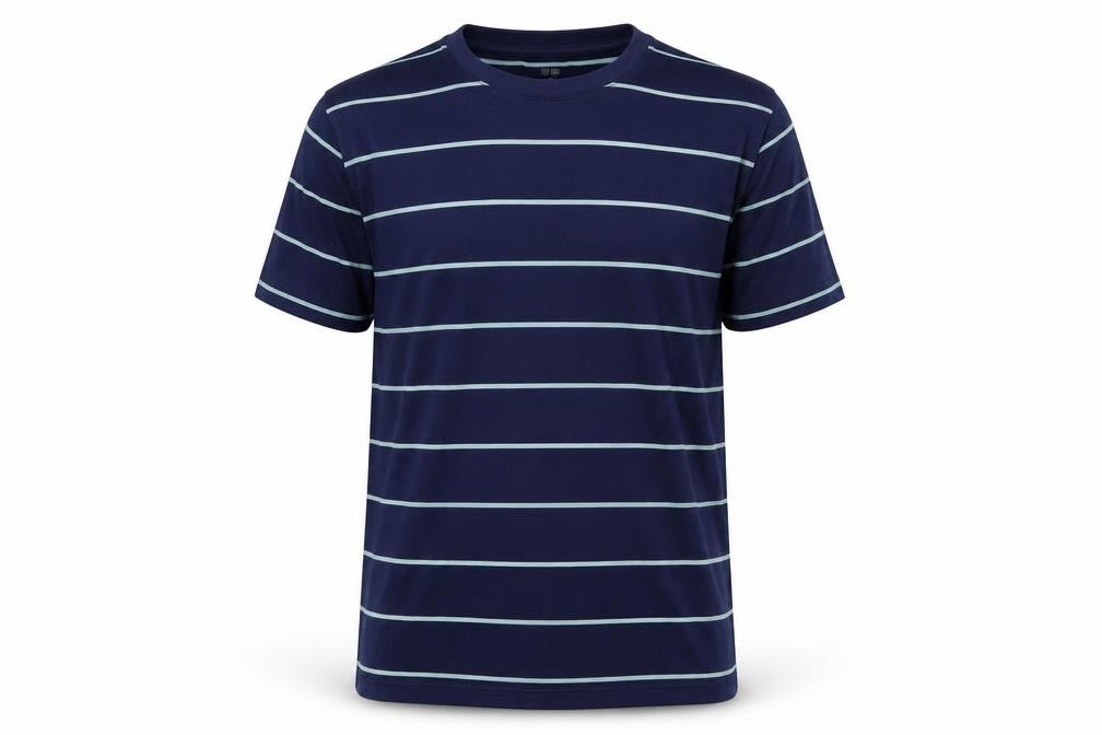Uniqlo Men's Blue L Supima Cotton Striped Crew Neck T-Shirt