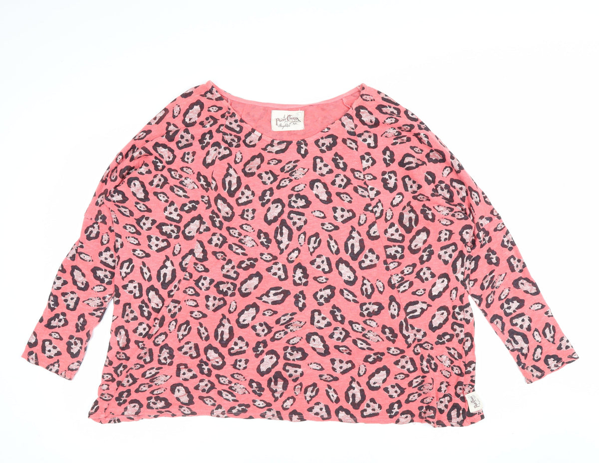 Postcard from Brighton Women Pink Leopard Print Knit Jumper Size S